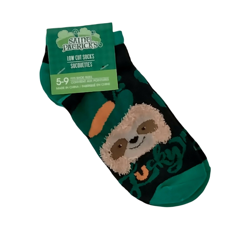 Irish Lucky Sloth Bootie Socks